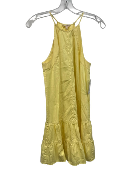 Rebecca Taylor Size 00 Yellow Cotton Blend Sleeveless High Neck Paneled Dress Yellow / 00