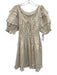 En Saison Size S Cream Beige Cotton Short Puff Sleeve Ruffle Detail Dress Cream Beige / S
