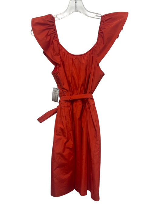 Tanya Taylor Size 2 Tomato Red Polyester Sleeveless Gathered Pocketed Dress Tomato Red / 2
