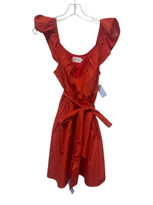 Tanya Taylor Size 2 Tomato Red Polyester Sleeveless Gathered Pocketed Dress Tomato Red / 2