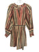 Ulla Johnson Size 4 Pink, Beige & Gray Cotton Blend Striped V Neck Dress Pink, Beige & Gray / 4