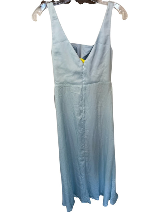 Stacees Size 4 Light Blue Satin Square Neck High Waist Gown Light Blue / 4