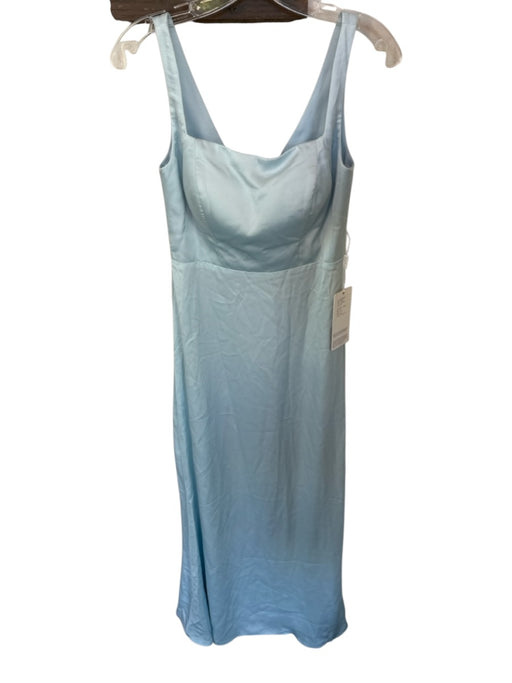 Stacees Size 4 Light Blue Satin Square Neck High Waist Gown — Labels Resale Boutique