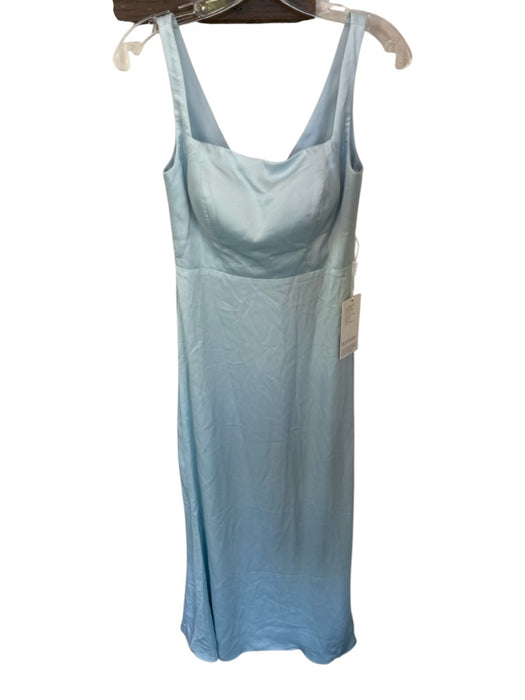 Stacees Size 4 Light Blue Satin Square Neck High Waist Gown Light Blue / 4