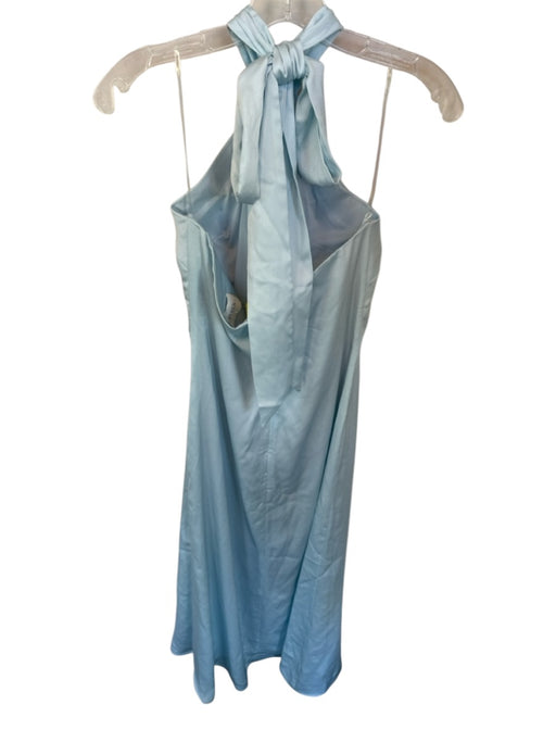 Stacees Size 4 Light Blue Satin Halter Neck Gown Light Blue / 4