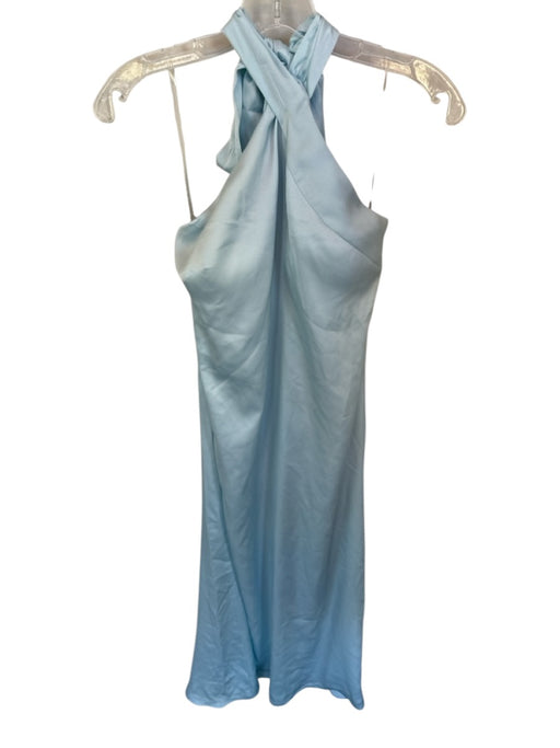 Stacees Size 4 Light Blue Satin Halter Neck Gown Light Blue / 4