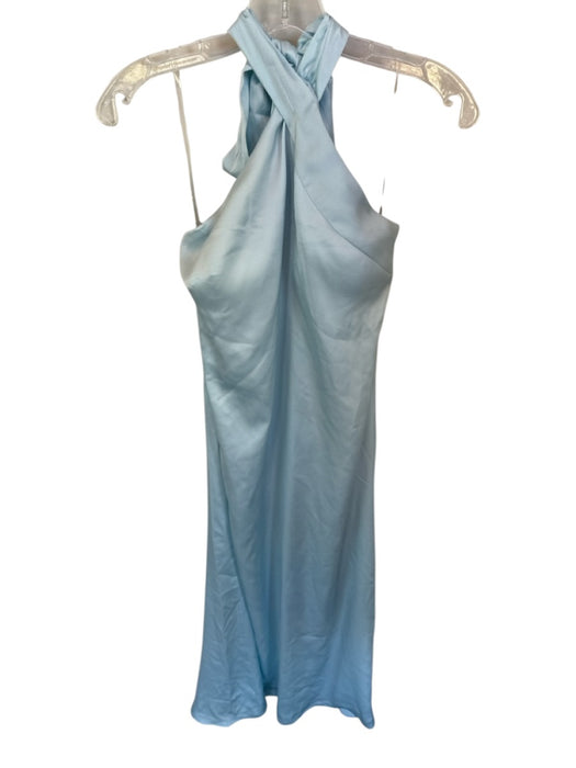 Stacees Size 4 Light Blue Satin Halter Neck Gown Light Blue / 4