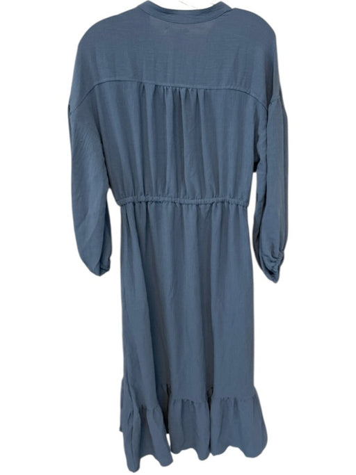 Max Studio Size S Grey Blue Polyester Gathered Buttons Sinch Detail Maxi Dress Grey Blue / S