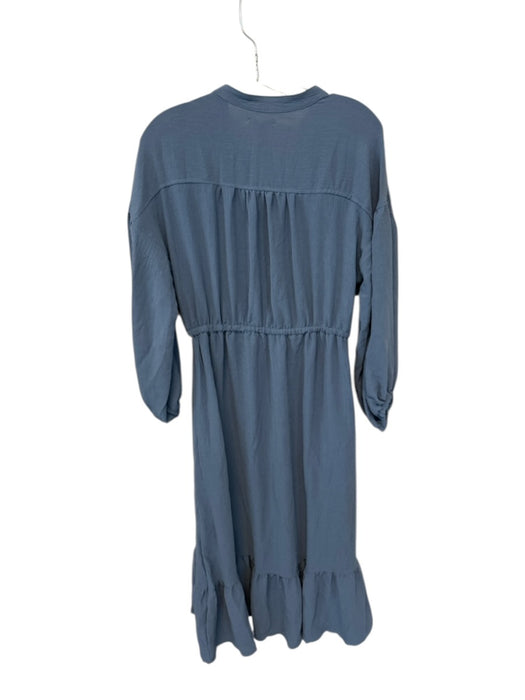 Max Studio Size S Grey Blue Polyester Gathered Buttons Sinch Detail Maxi Dress Grey Blue / S