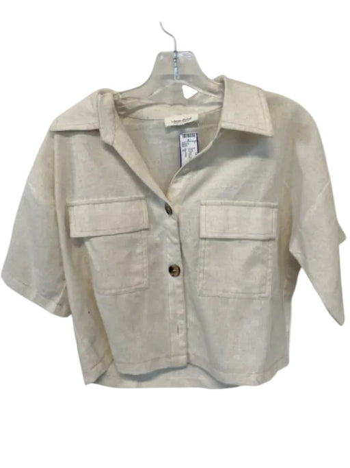 Idem Ditto Size S Off White Cotton Blend Collar Buttons Short Sleeve Shirt Off White / S