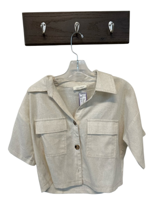 Idem Ditto Size S Off White Cotton Blend Collar Buttons Short Sleeve Shirt Off White / S