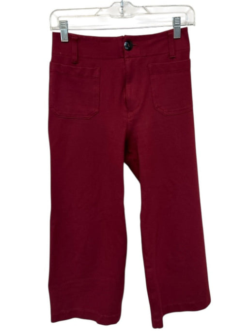 Maeve Size 25 Burgundy Viscose Front & Back Pockets Wide Leg Belt loops Pants Burgundy / 25
