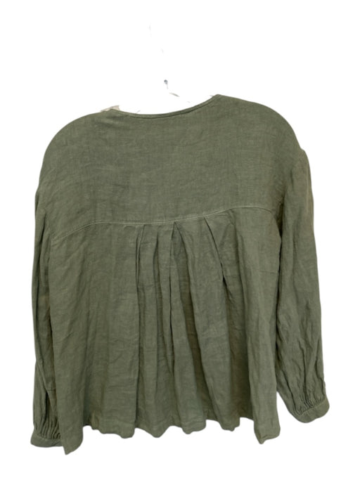Zara Size XS Olive Green Linen Long Sleeve Buttons Shirt Olive Green / XS