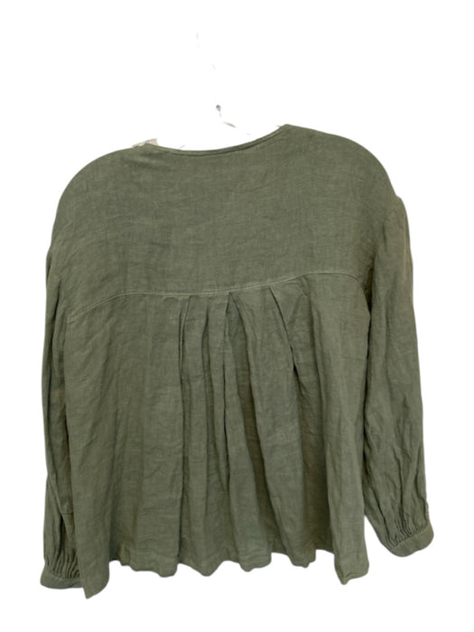 Zara Size XS Olive Green Linen Long Sleeve Buttons Shirt Olive Green / XS