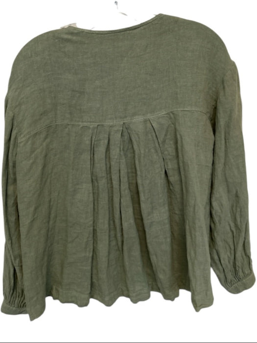 Zara Size XS Olive Green Linen Long Sleeve Buttons Shirt Olive Green / XS