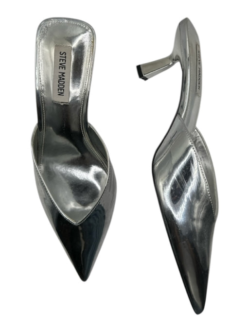 Steve Madden Shoe Size 8 Silver Patent Leather Kitten Heel Pointed Toe Mules Silver / 8
