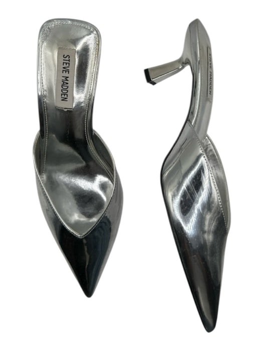Steve Madden Shoe Size 8 Silver Patent Leather Kitten Heel Pointed Toe Mules Silver / 8
