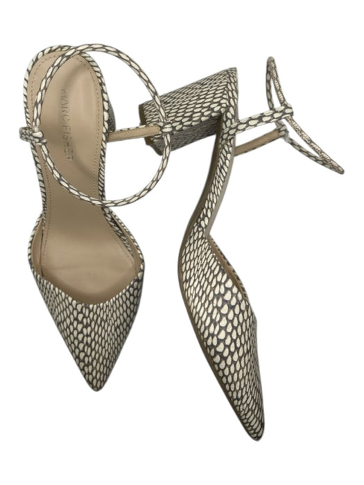 Marc Fisher Shoe Size 7 Cream & Gray Leather Snake Embossed Pointed Toe Pumps Cream & Gray / 7