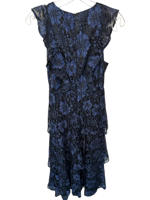 Lulus Size XS Black & Navy Lace Sleeveless Back Zip V Neck Gown