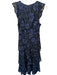 Lulus Size XS Black & Navy Lace Sleeveless Back Zip V Neck Gown Black & Navy / XS
