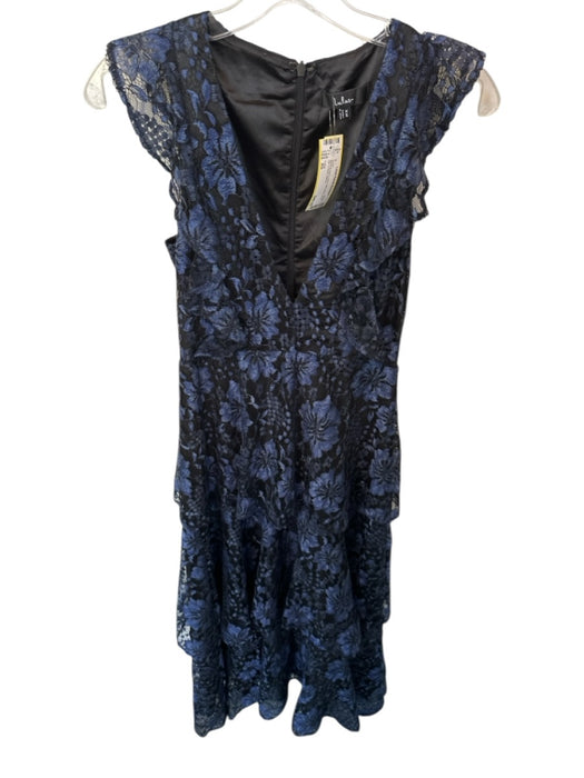 Lulus Size XS Black & Navy Lace Sleeveless Back Zip V Neck Gown Black & Navy / XS