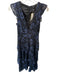 Lulus Size XS Black & Navy Lace Sleeveless Back Zip V Neck Gown Black & Navy / XS