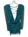 Starlet Size 10 Teal & Pearl Polyester Long Sleeve Beaded Deep V Dress Teal & Pearl / 10