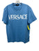 Versace Size S Light Blue & White Cotton logo T shirt Crew Men's Short Sleeve Light Blue & White / S