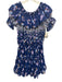 Misa Size S Blue, Purple, Multi Viscose floral print Ruffled Short Sleeve Dress Blue, Purple, Multi / S