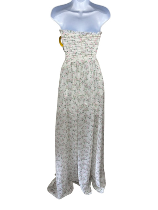Sau Lee Size 2 White, Pink, Green Polyester floral print Sleeveless Dress White, Pink, Green / 2