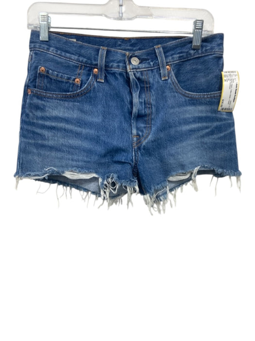Levis Size 26 Medium Wash Cotton Denim Frayed Hem Shorts Medium Wash / 26