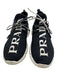 Prada Shoe Size 9 Black & White Synthetic Low Top Lace Up Logo Detail Sneakers Black & White / 9