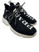 Prada Shoe Size 9 Black & White Synthetic Low Top Lace Up Logo Detail Sneakers Black & White / 9