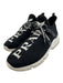 Prada Shoe Size 9 Black & White Synthetic Low Top Lace Up Logo Detail Sneakers Black & White / 9
