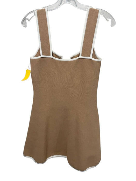 Keepsake Size S Beige & White Viscose & Polyamide Sleeveless V Neck Dress Beige & White / S