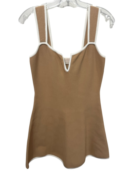 Keepsake Size S Beige & White Viscose & Polyamide Sleeveless V Neck Dress Beige & White / S