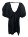 Frame Size XS Black Viscose & Linen Short Balloon Sleeve Scoop Neck Dress Black / XS