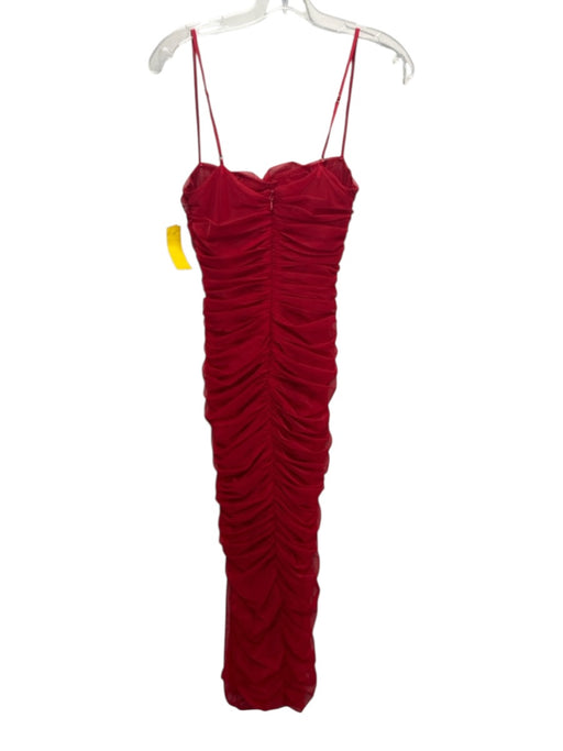 House of CB Size M Red No Fabric Tag Spaghetti Strap Rouched Lace Overlay Dress Red / M