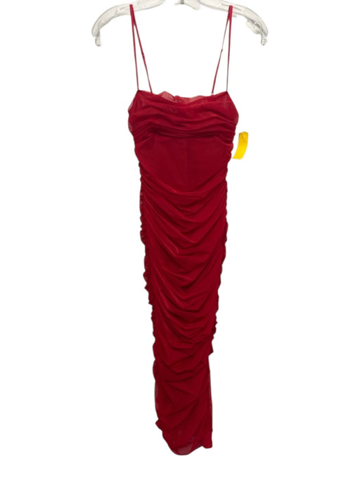 House of CB Size M Red No Fabric Tag Spaghetti Strap Rouched Lace Overlay Dress Red / M