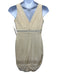 Badgley Mischka Size 10 Cream Silk V Neck Zip & Hook Closure Mini Dress Cream / 10