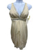 Badgley Mischka Size 10 Cream Silk V Neck Zip & Hook Closure Mini Dress Cream / 10