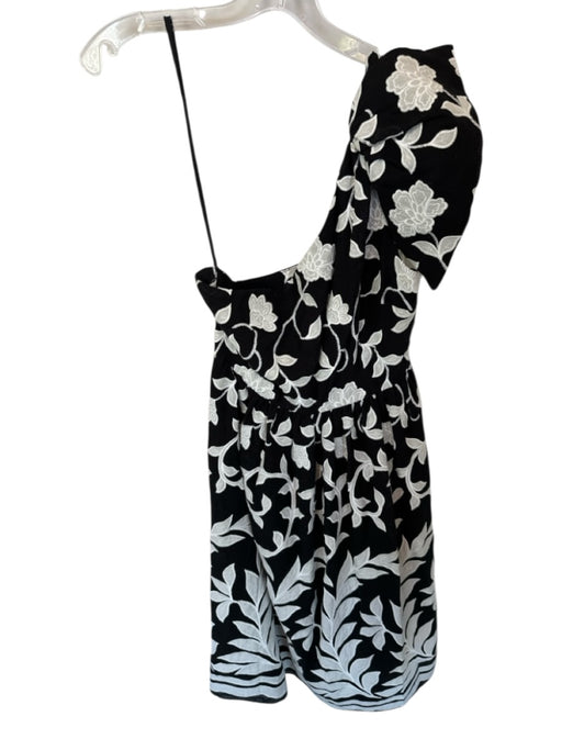By Anthropologie Size 8 Black & White Cotton One Shoulder Side Zip Maxi Dress Black & White / 8