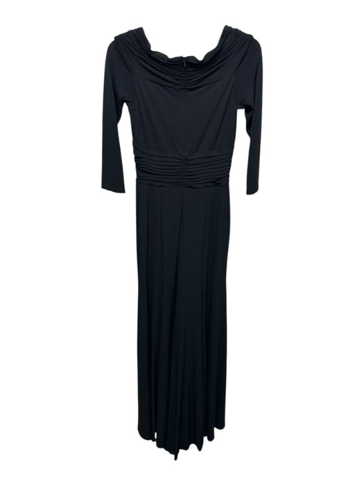 Tadashi Size XS Black Acetate Blend Zip & Hook Closure Off Shoulder slit Gown Black / XS