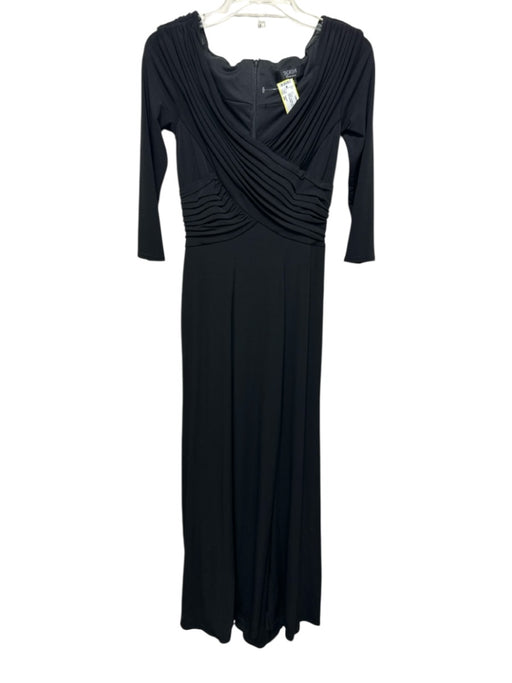 Tadashi Size XS Black Acetate Blend Zip & Hook Closure Off Shoulder slit Gown Black / XS