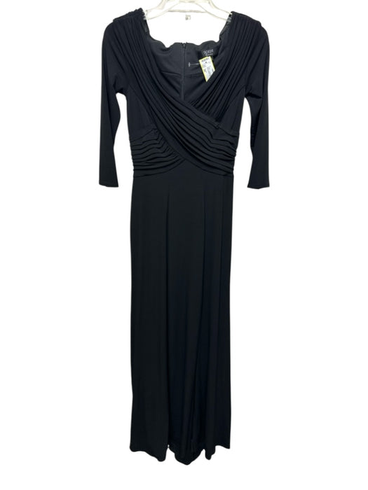 Tadashi Size XS Black Acetate Blend Zip & Hook Closure Off Shoulder slit Gown Black / XS