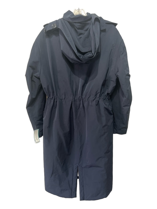 Jigsaw Size 2 Navy Polyester Hood Zip & Button Drawstring Waist Long Jacket Navy / 2