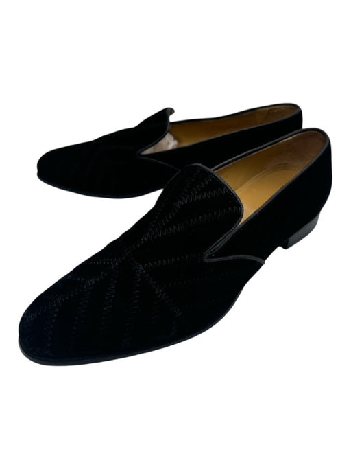 Billy Reid Shoe Size 7.5 Black Velvet Almond Toe Stitched Detail Slip On Flats Black / 7.5