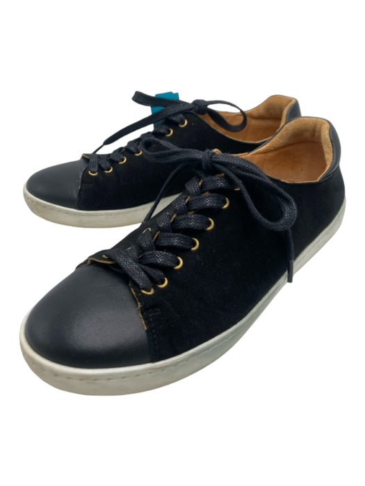 Sezane Shoe Size 39 Black Suede & Leather Low Top lace up Round Toe Sneakers Black / 39