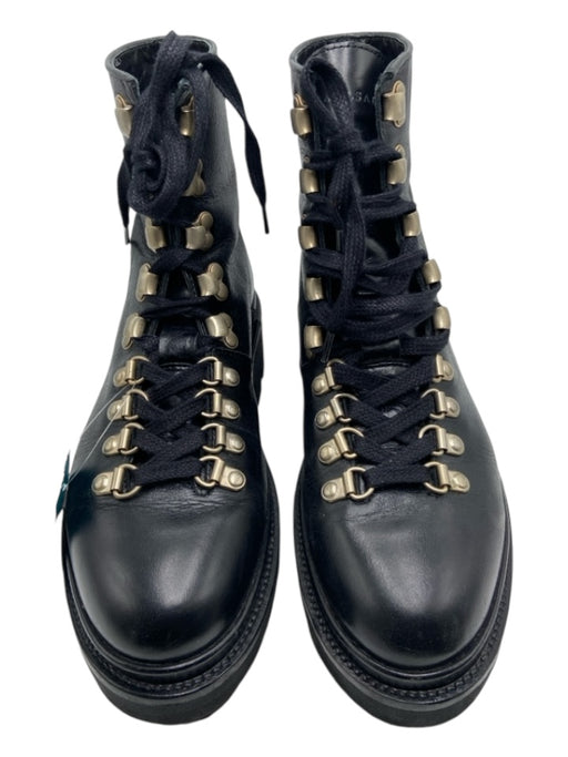 All Saints Shoe Size 38 Black Leather Calf High lace up Combat Lug Sole Boots Black / 38