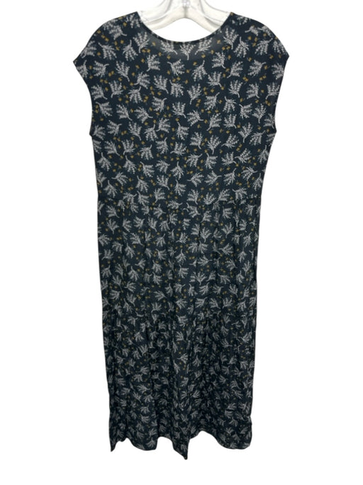 Ese O Ese Size S Navy, Yellow & Green Viscose Sleeveless Floral V Neck Dress Navy, Yellow & Green / S